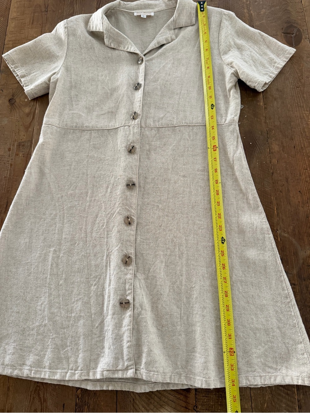 Vintage Natural Beige Linen Dress - Picture 5 of 6